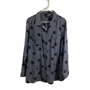 Torrid Star Print Button Down Long Sleeve Shirts